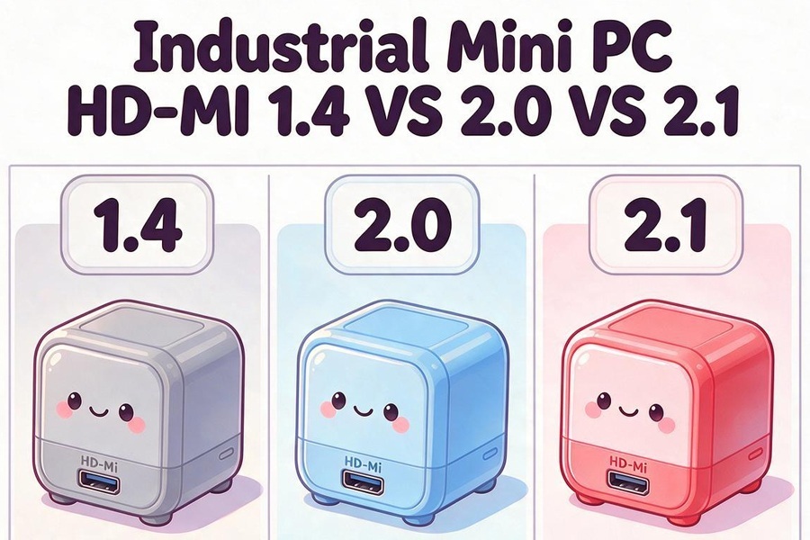 บล็อกบริษัทล่าสุดเกี่ยวกับ Industrial Mini PC HD-MI 1.4 VS 2.0 VS 2.1: Display Interface Comparison for 4K 8K Industrial Monitoring