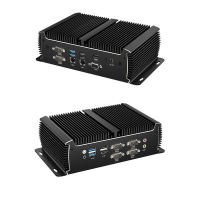 PC อุตสาหกรรมสีดําไม่มีพัดลม มินิคอมพิวเตอร์ Intel Core Dual LAN Dual Display Output Asynchronous 1135G7U