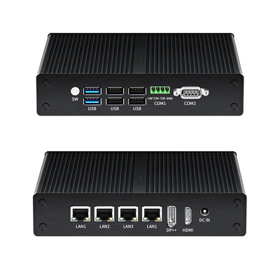 ซื้อ อุตสาหกรรม Fanless มินิคอมพิวเตอร์ Linux Intel N100 DDR4 16G แรม 4LAN Dual COM การผลิตออนไลน์