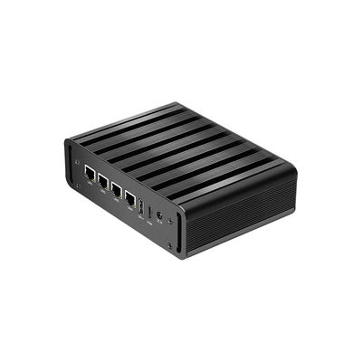 อินเทล N100 4 LAN Dual COM อินดัสเตรียล มินิ ฟานเลส คอมพิวเตอร์ ด้วย WIFI DDR4 16G RAM Windows Linux