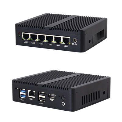 Celeron J6412 6GbE LAN Firewall มินิคอมพิวเตอร์ด้วย MSATA SSD RAM 32GB รูเตอร์ไฟเวอร์สีดํา