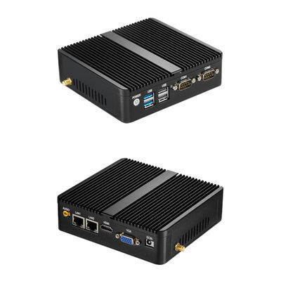 Dual Ethernet Dual COM อุตสาหกรรม PC ไม่มีแฟน Windows 10 Linux มินิ เดสคอป
